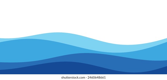 Sea waves layer vector background illustration. Sea beach vector illustration.