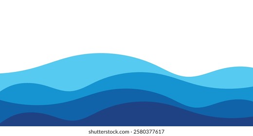 Sea waves layer vector background illustration. Sea beach