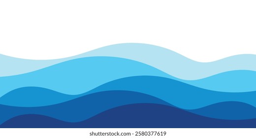 Sea waves layer vector background illustration. Sea beach