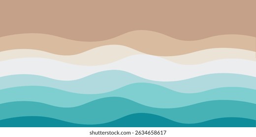 Sea waves layer vector background illustration. Sea beach vector illustration.