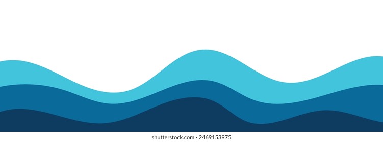 Ilustración de fondo de Vector en capas de olas marinas y Ilustración vectorial de playa marina.
