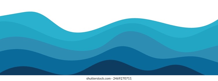 Ilustración de fondo de Vector en capas de olas marinas y Ilustración vectorial de playa marina.
