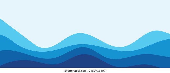 Sea waves layered vector background illustration and sea beach vector illustration.
