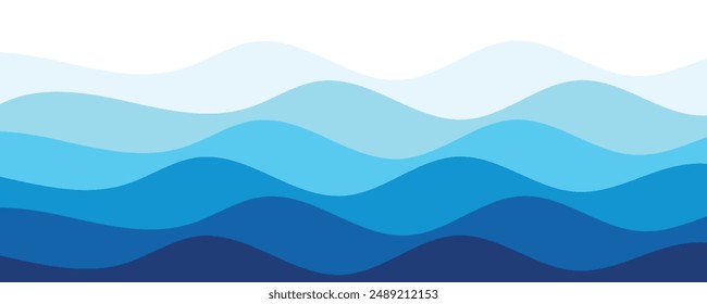 Sea waves layered vector background illustration and sea beach vector illustration.
