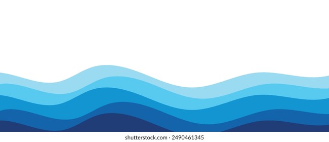 Sea waves layered vector background illustration and sea beach vector illustration.
