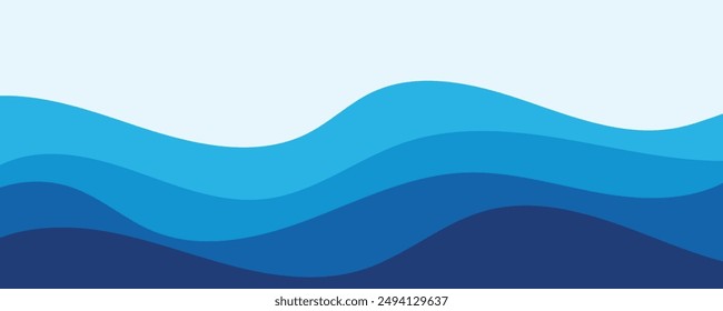 Sea waves layered vector background illustration and sea beach vector illustration.
