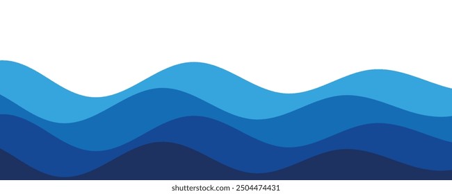 Sea waves layered vector background illustration and sea beach vector illustration.
