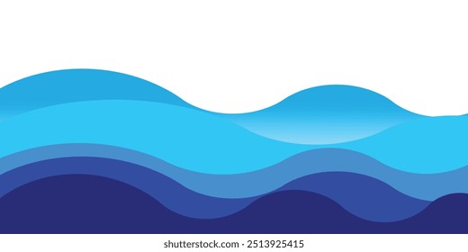 Sea waves layered vector background illustration and sea beach vector illustration