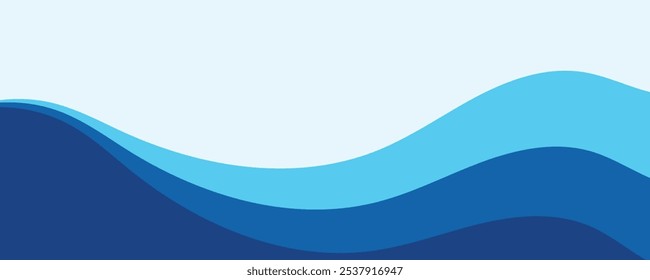 Sea waves layered vector background illustration