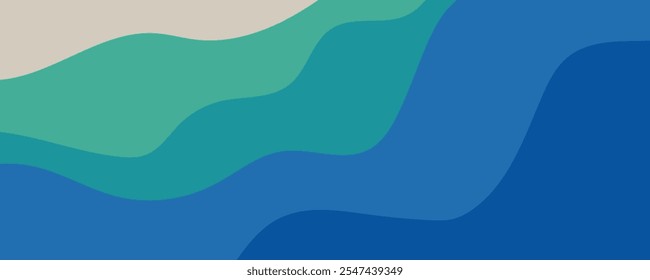 Sea waves layered vector background illustration and sea beach vector illustration.
