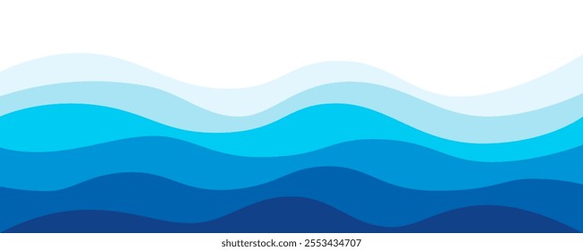 Sea waves layered vector background illustration and sea beach vector illustration. Vector background.