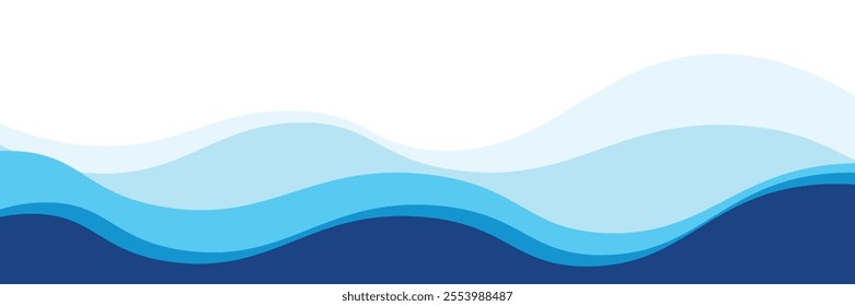 Sea waves layered vector background illustration and sea beach vector illustration.