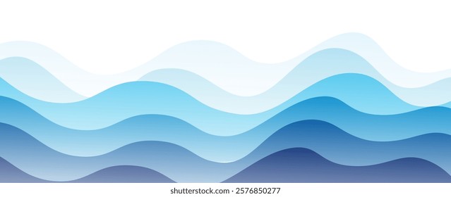Sea waves layered vector background illustration and sea beach. eps 10