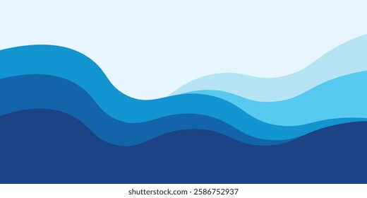 Sea waves layered vector background illustration and sea beach vector illustration eps10