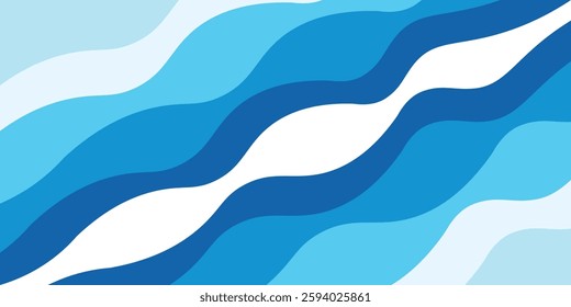 Sea waves layered vector background illustration and sea beach vector illustration. 