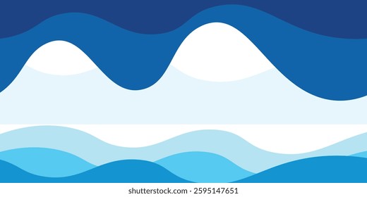 Sea waves layered vector background illustration and sea beach