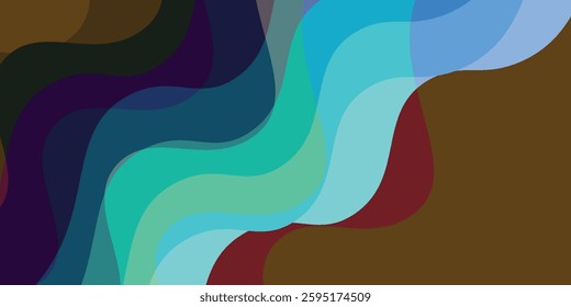 Sea waves layered vector background illustration and sea beach