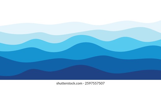 Sea waves layered vector background illustration and sea beach vector illustration.

