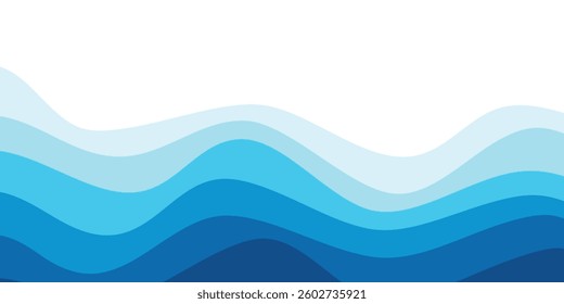 Sea waves layered vector background illustration and sea beach vector illustration.
