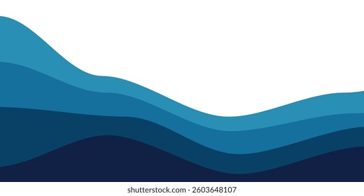 Sea waves layered vector background illustration