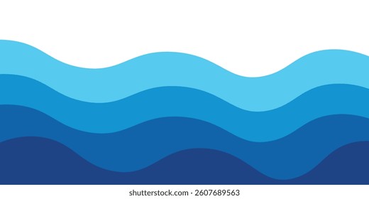 Sea waves layered vector background illustration and sea beach vector illustration.
