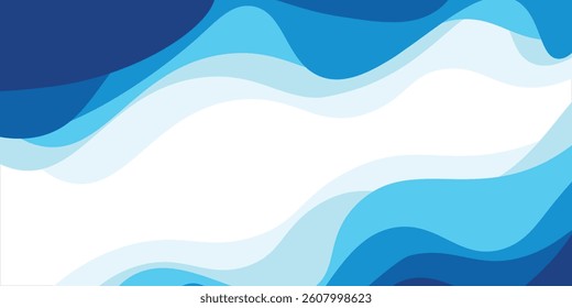 Sea waves layered vector background illustration and sea beach vector illustration decoration