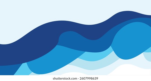 Sea waves layered vector background illustration and sea beach vector illustration decoration