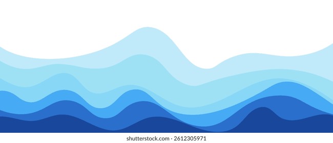 Sea waves layered vector background illustration and sea beach vector illustration.
