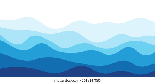 Sea waves layered vector background illustration and sea beach vector illustration.
