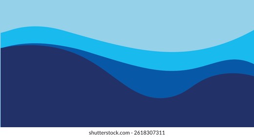 Sea waves layered vector background illustration and sea beach vector illustration.
