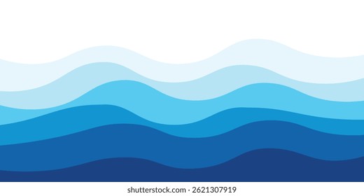 Sea waves layered vector background illustration and sea beach vector illustration.
