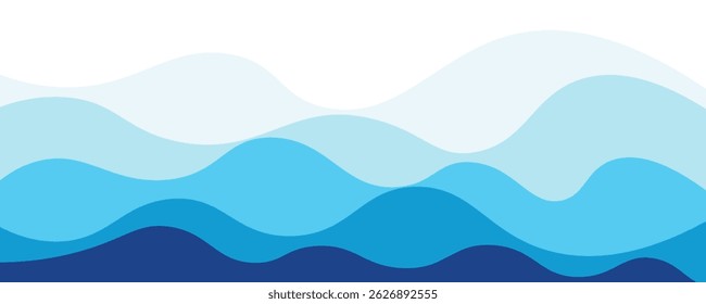 Sea waves layered vector background illustration and sea beach vector illustration.
