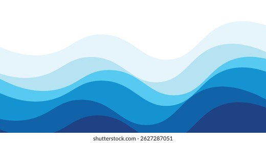 Olas de mar en capas ilustración de fondo de Vector y Vector de playa de mar