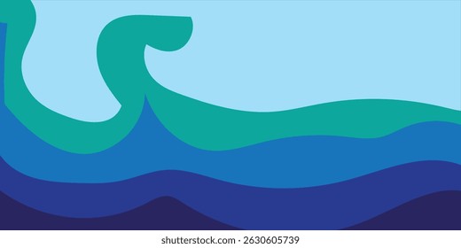 Sea waves layered vector background illustration and sea beach modern	