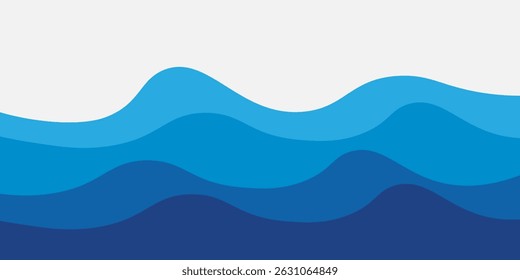 Sea waves layered vector background illustration and sea beach vector illustration.