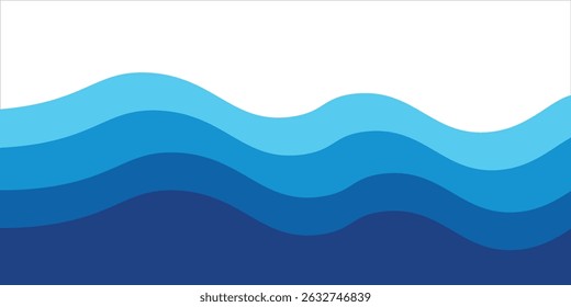 Olas de mar en capas ilustración de fondo de Vector y Ilustración vectorial de playa de mar.
