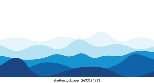 Ondas marítimas ilustração em camadas de vetor de fundo e ilustração de vetor de praia do mar.
