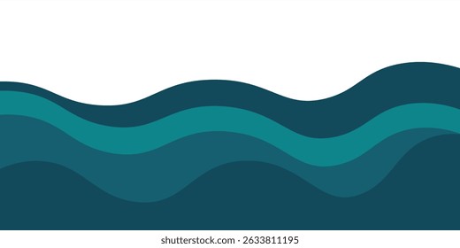 Sea waves layered vector background illustration and sea beach vector illustration.