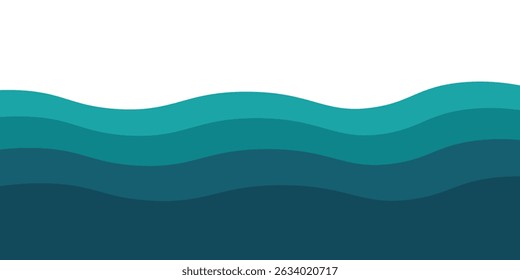 Sea waves layered vector background illustration and sea beach vector illustration. EPS 10