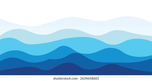 Sea waves layered vector background illustration and sea beach vector illustration.

