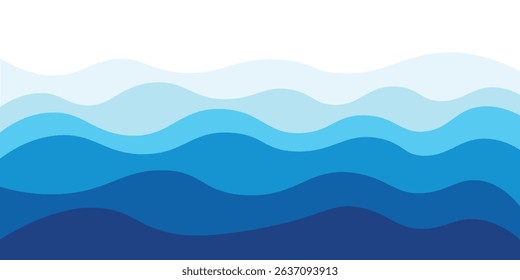 Sea waves layered vector background illustration and sea beach vector illustration.
