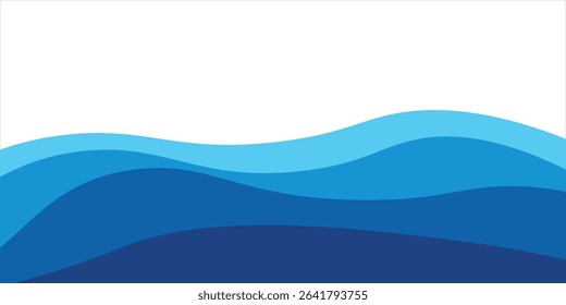 Sea waves layered vector background illustration and sea beach vector illustration.