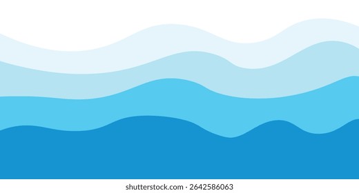 Sea waves layered vector background illustration and sea beach vector illustration.