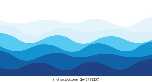 Sea waves layered vector background illustration and sea beach vector illustration eps10.