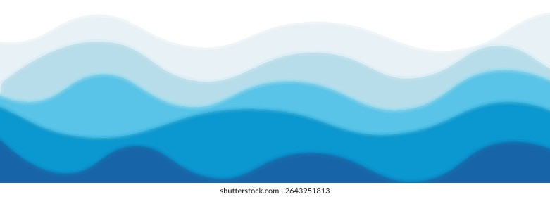 Sea waves layered vector background illustration and sea beach vector illustration.
