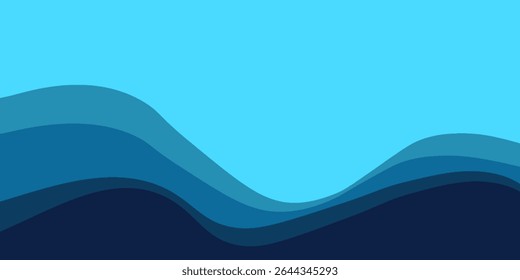 Sea waves layered vector background illustration