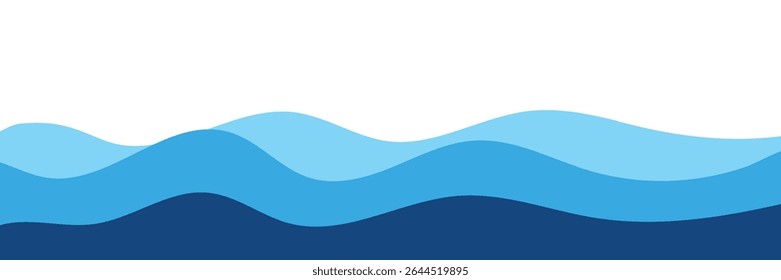 Sea waves layered vector background illustration and sea beach vector illustration.