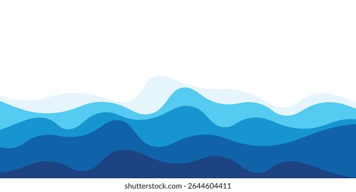 Sea waves layered vector background illustration and sea beach vector illustration.
