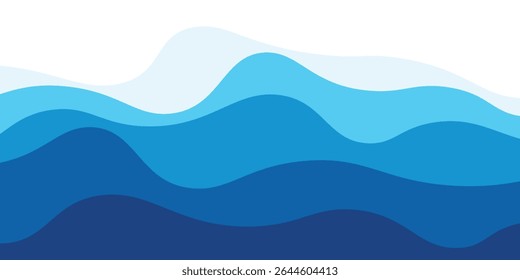 Sea waves layered vector background illustration and sea beach vector illustration.
