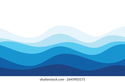 Sea waves layered vector background illustration and sea beach vector illustration.
